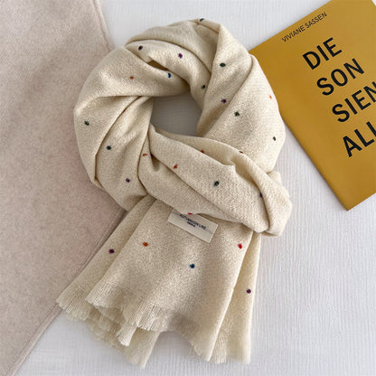 2025 New Korean Style Gypsophila Plaid Scarf Women's Autumn and Winter Student Couple Shawl Versatile Warm Scarf Wholesale