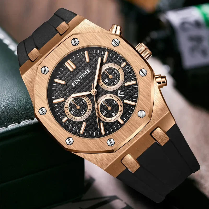 Foreign Trade Products: Men's Watch with Three Dials, Multi-Functional, Sports, Waterproof, Men's Fashion Casual Watch, Cross-Border Hot-Selling Item