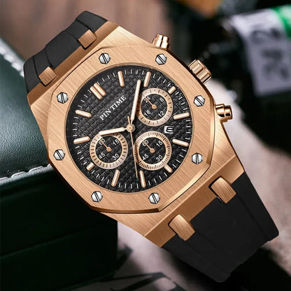 Foreign Trade Products: Men's Watch with Three Dials, Multi-Functional, Sports, Waterproof, Men's Fashion Casual Watch, Cross-Border Hot-Selling Item