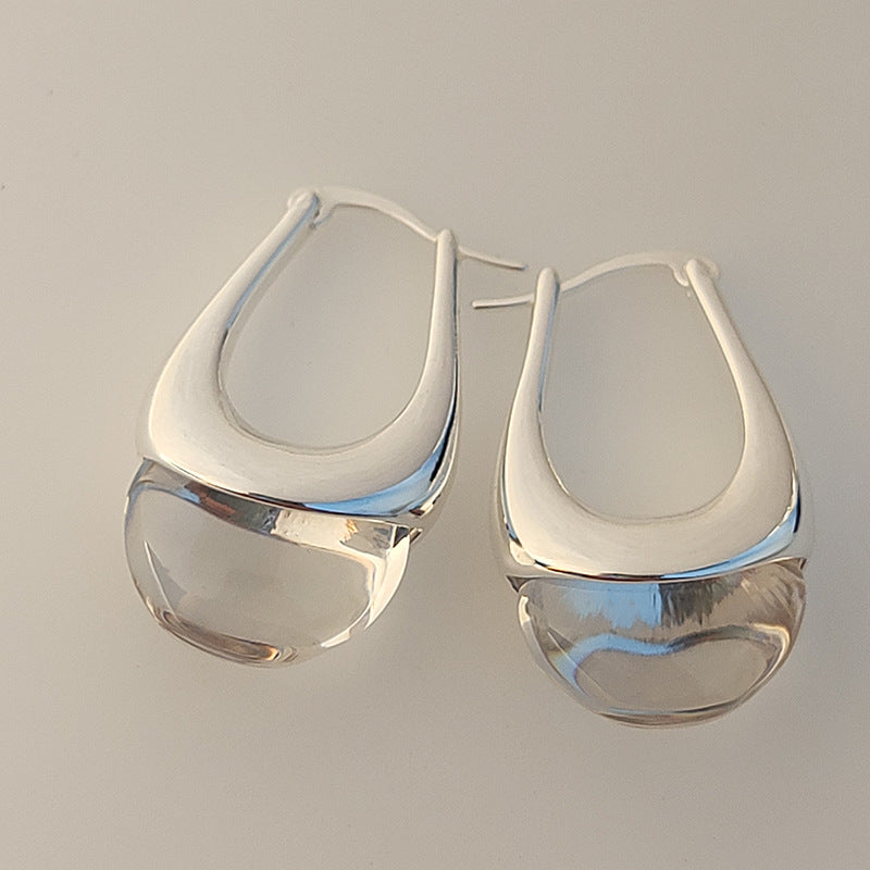 Simple New Trim Qiao Huan European and American Blogger Same Style Glaze Water Drops High-end Commuter Bag Earrings Earrings for Women