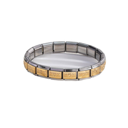 Cross-border Fashion Stainless Steel Module Bracelet MOM Series New Strange Diy Elastic Bracelet Detachable Bracelet Accessories