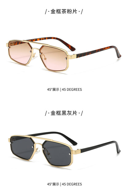 Metal Sunglasses New Trendy Cat-Eye Sunglasses for Men and Women Double Bridge Glasses in Stock Wholesale Polarized Sunglasses