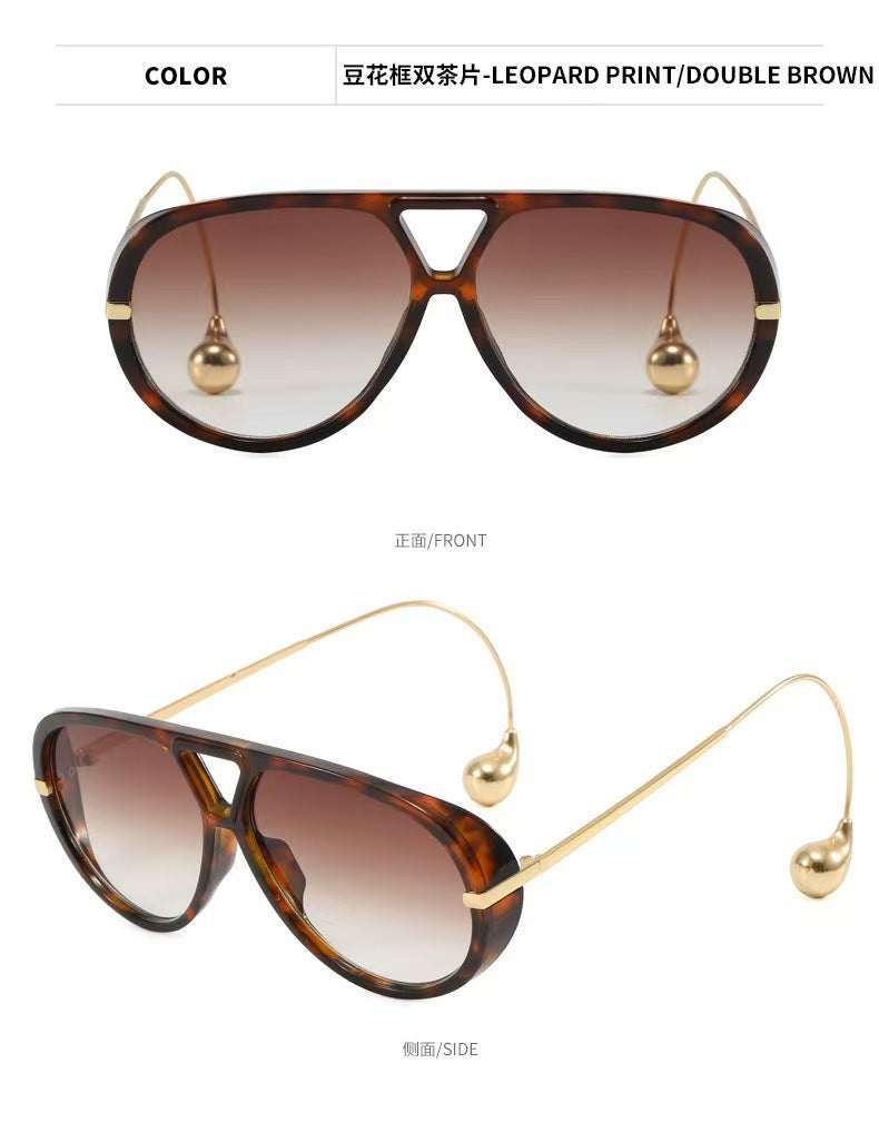 European and American Retro Large Frame Classic Double Beam Sunglasses New Personalized Outdoor Anti-ultraviolet Tide Men's and Women's Cross-border Sunglasses