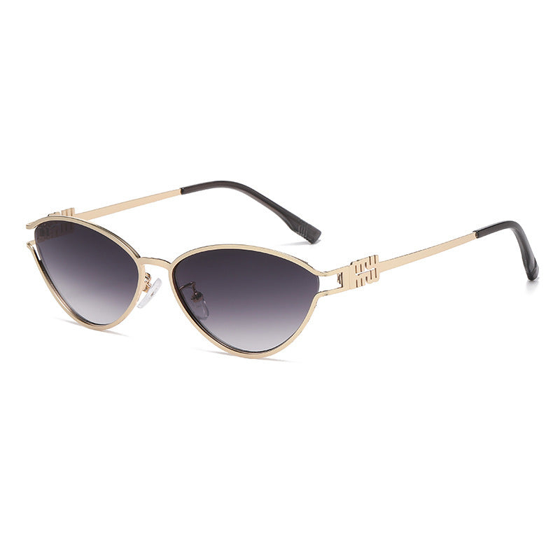 Fashionable Metal Cat-Eye Sunglasses European and American Trendy Women's Sunglasses Light Luxury High-End Anti-Uv Sunglasses for Men