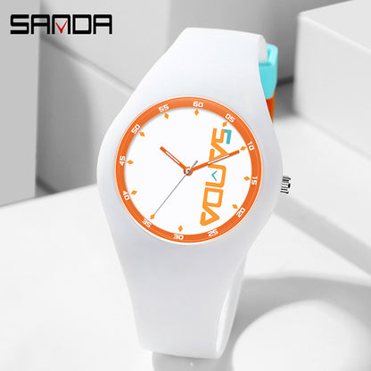 SANDA Outdoor Sports Watch Simple Waterproof Men's and Women's Fashion Quartz Watch Silicone Tape Casual Student Quartz Watch