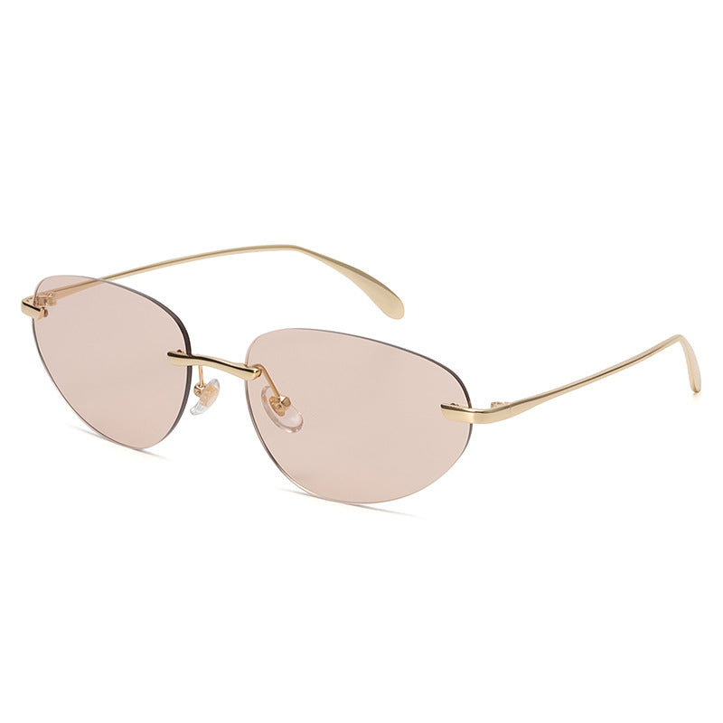 Y2K40235 Old Money Style Sunglasses Female Internet Celebrity Street Style Glasses Retro Oval High-End Cat-Eye Sunglasses