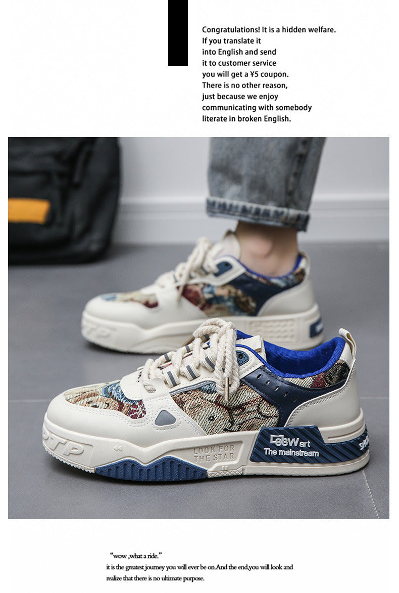 National Trend Men's Shoes 2024 Autum New Breathable Canvas Shoes Men's Niche Original Casual Shoes Sneakers Thick-Soled Student Shoes