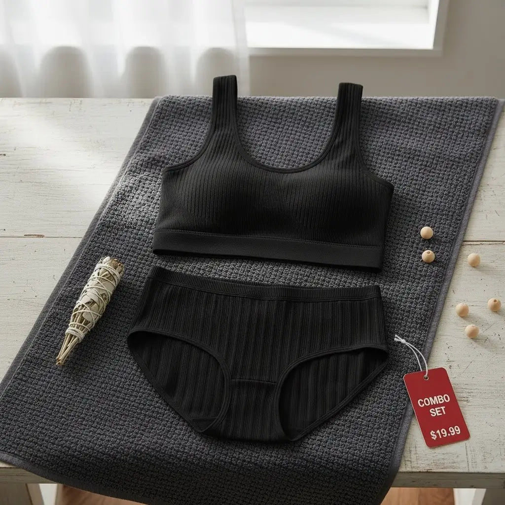 Premium Combo: Black Seamless Bra & Japanese Style Briefs