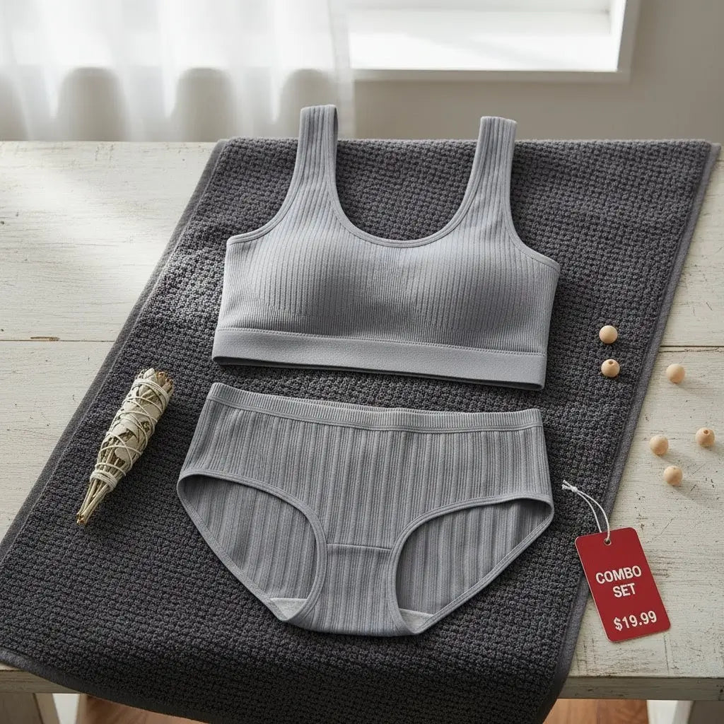 Premium Combo: Gray Seamless Bra & Japanese Style Briefs