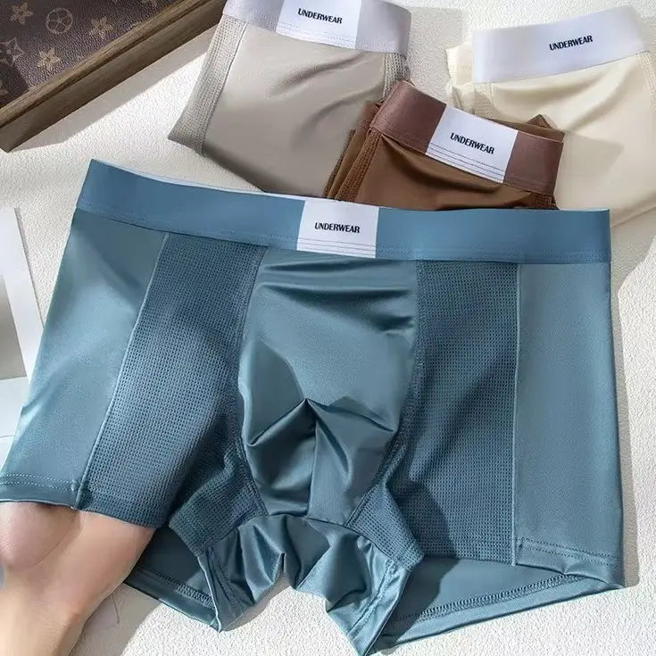 Moonlight Blue & Silver Combo Set – Premium Imperial Palace Men’s Ice Silk Boxer Briefs Bangladesh