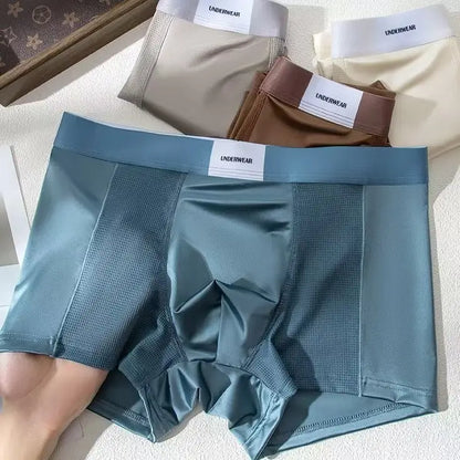 Moonlight Blue & Silver Combo Set – Premium Imperial Palace Men’s Ice Silk Boxer Briefs Bangladesh