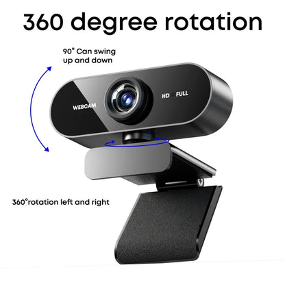 1080P FHD Webcam with Microphone, USB Computer Camera for Laptop Desktop, Wide Angle for Online Class & Video Conference
