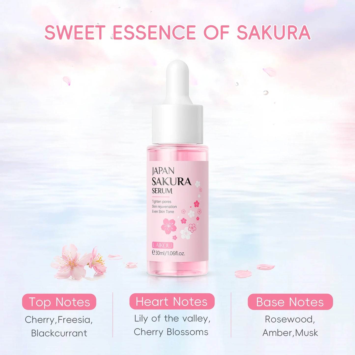 LAIKOU Sakura Serum Shrink Pores Remove Acne Skin Rejuvenation Whitening Essence