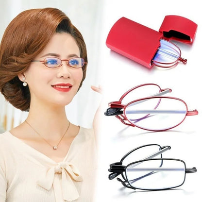 Gift Case Foldable Reading Glasses +1.00 to +4.00 Strength Men Women Anti Blue Light Farsightedness Eyewear