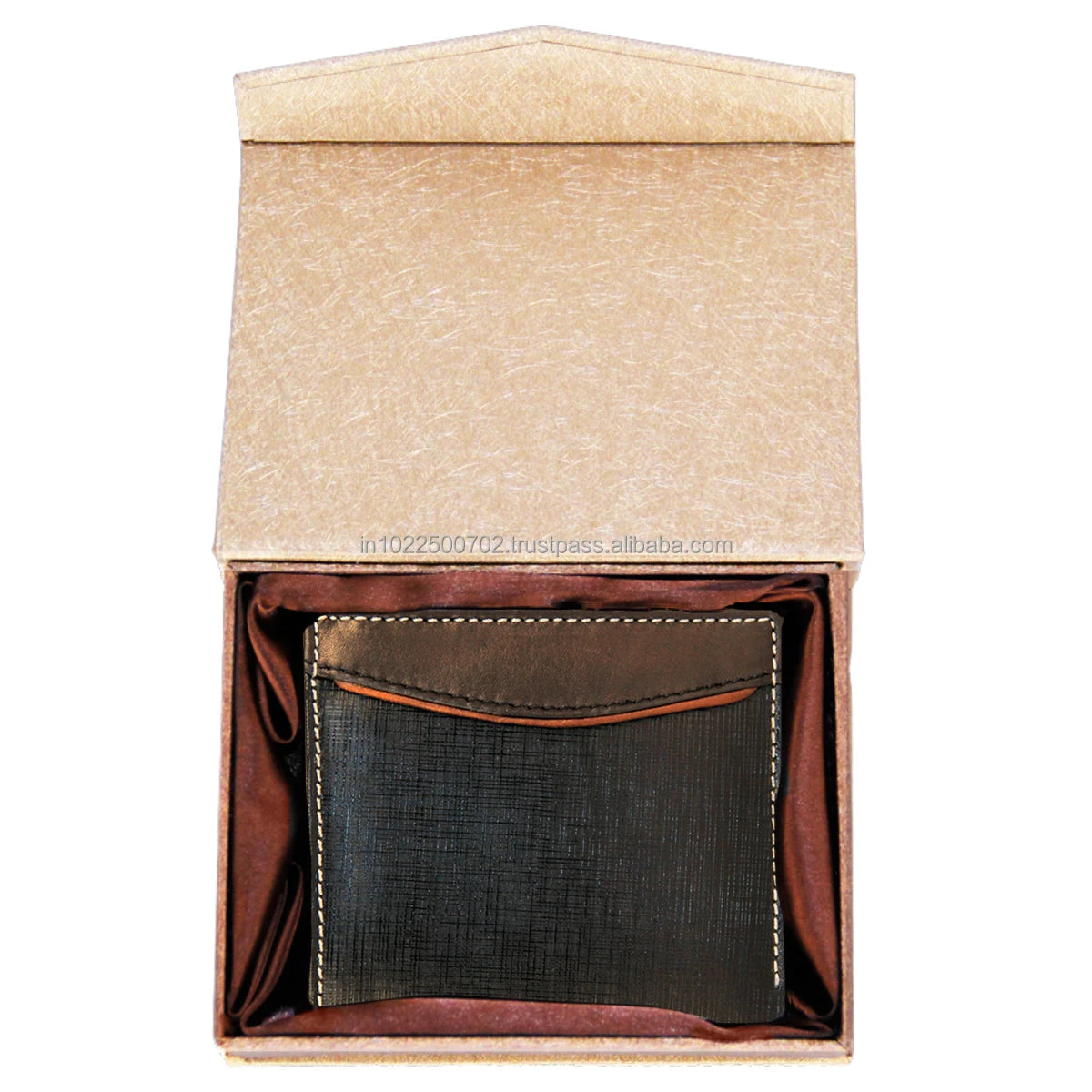 Men's Luxury Short RFID Wallet Genuine Leather with Open Closure Geometric Pattern Custom Logo Card Holder Gift Box Wholesale