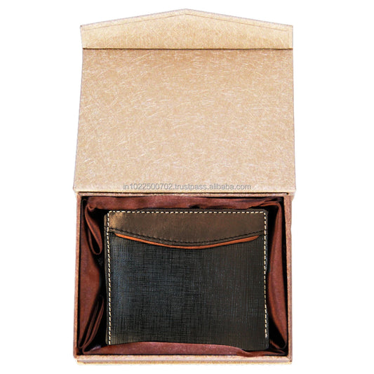 Men's Luxury Short RFID Wallet Genuine Leather with Open Closure Geometric Pattern Custom Logo Card Holder Gift Box Wholesale