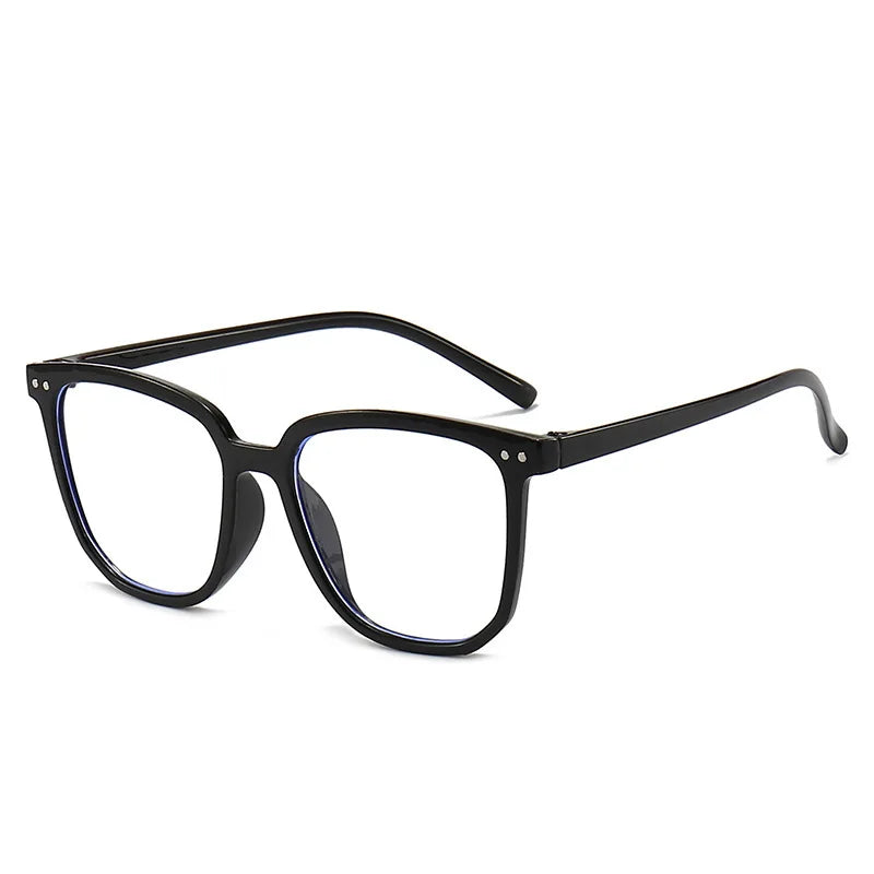 Minimalist Square Blue Light Blocking Glasses Personality Rivets Plain Face Slimming Unisex Clear Glasses 1962
