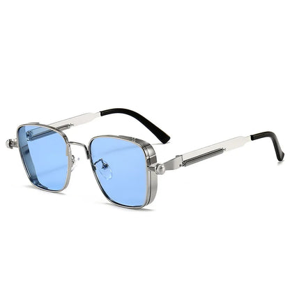 Retro Square-shaped Steampunk Men's Sunglasses With Protection Round Face Metal High-end Style Suitable For Advanced Men 8479
