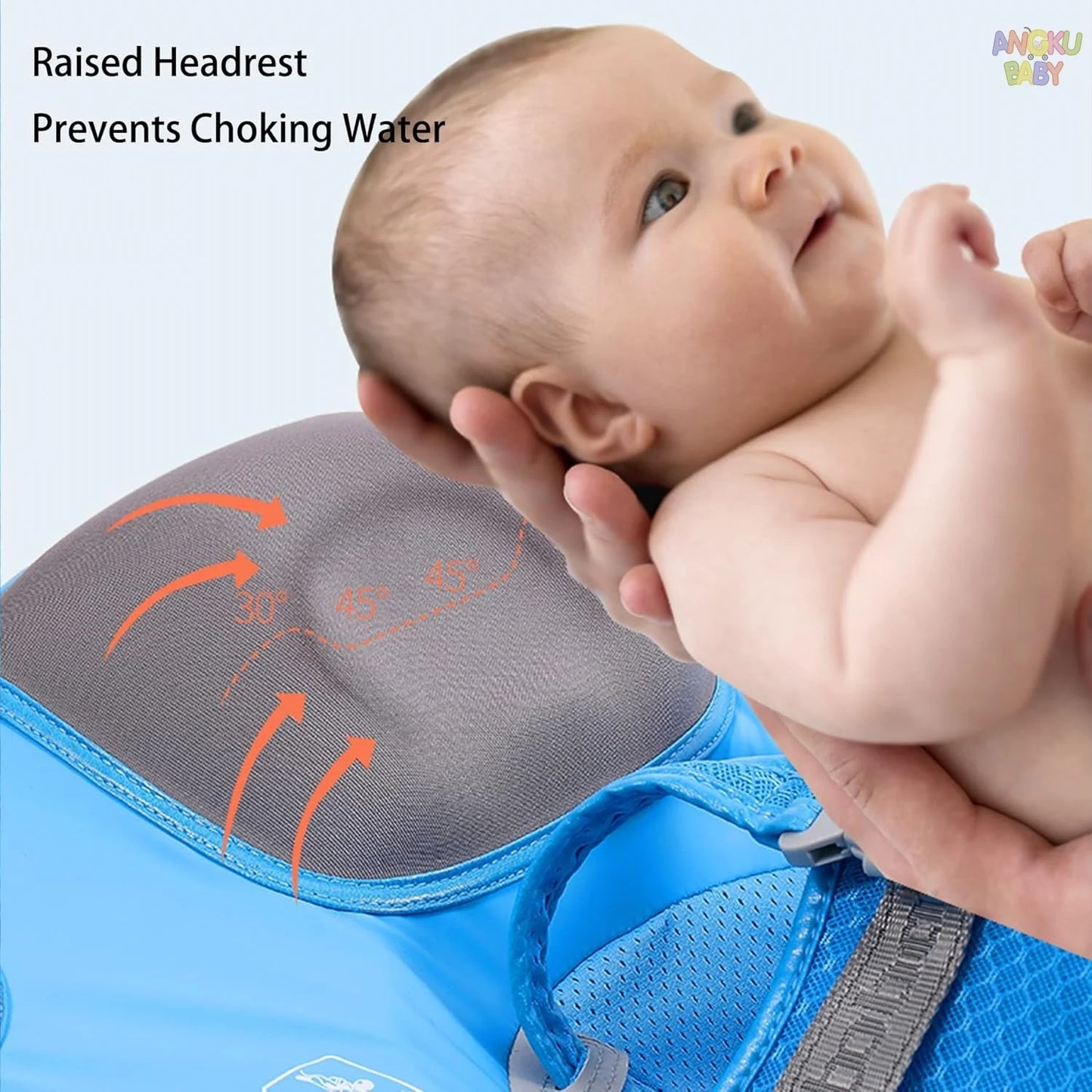 Non-inflatable Baby Floats with Tailboard for 3-24 Months Adjustable Pool Floats for Children Soft Infant Float Pool with Canopy