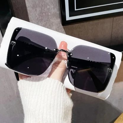 Square Sparkling Sunglasses for Women Men Luxury Ocean Lens Oversized Fashion Shades
