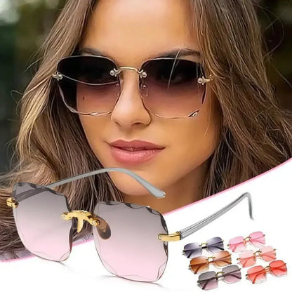 Frameless Sunglasses Y2K Gradient Fashion Korean Hip Pop Anti Ultraviolet Elegant Luxury Outdoor Travel Eyewear Women Unisex