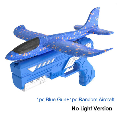 Kids Foam Aircraft 10M Launcher Catapult Glider Aircraft Gun Toy Children's Outdoor Game Soft Bullet Gun
