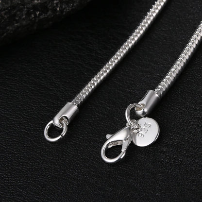 45-60cm 925 Silver 1MM/2MM/3MM solid Snake Chain Necklace For Men Women Fashion Jewelry for pendant