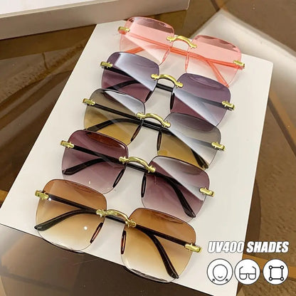 Frameless Sunglasses Y2K Gradient Fashion Korean Hip Pop Anti Ultraviolet Elegant Luxury Outdoor Travel Eyewear Women Unisex