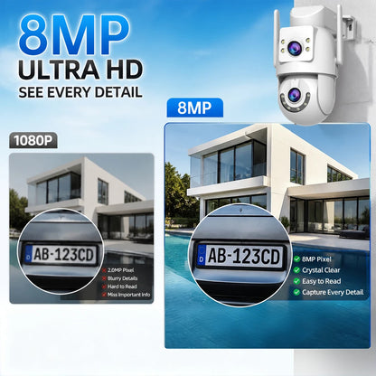 Jooan 4K 8MP HD Wifi PTZ Camera Outdoor 5G Wifi Dual Lens Security IP Cameras 5X Zoom AI Tracking ONVIF CCTV Surveillance Camera