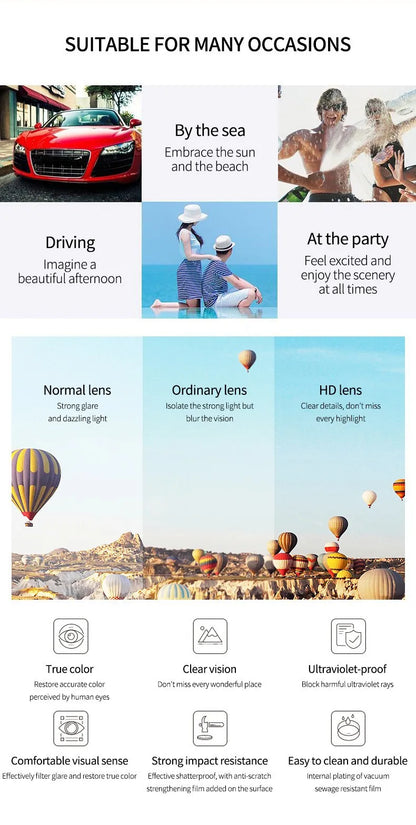 Versatile High-end Oversized Sunglasses Unisex Daily Commute Sunscreen UV Protection Glasses 1180
