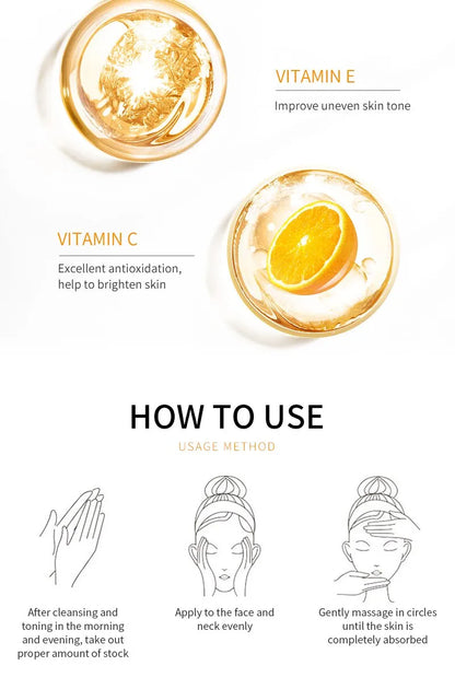 MELAO Vitamin C Facial Serum Anti Aging Whitening Brightening Dark Spots Freckle Remove Hyaluronic Acid Vitamin E 30ML