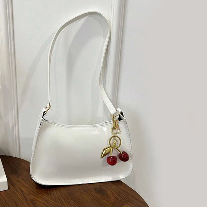 Cherry Pendant PU Leather Shoulder Bag