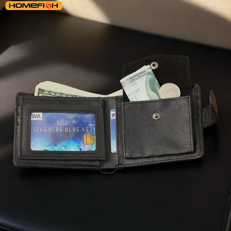 HOMESIFH Men Wallets Leather Zipper Purse Man Slim Card Horders Quality Male Short Multi-card Wallet Coin Pocket Purse