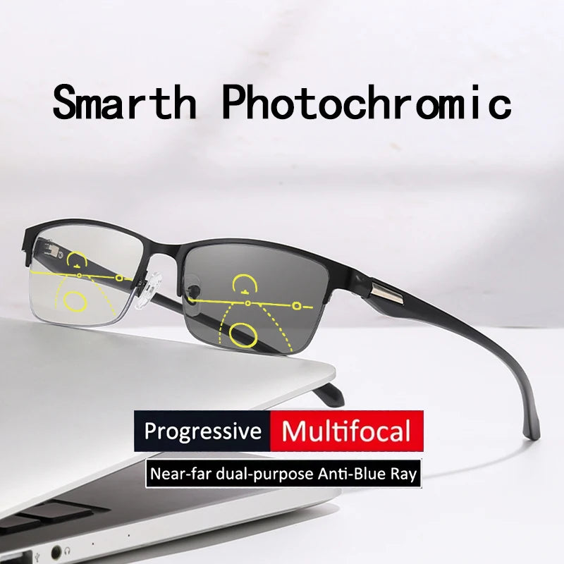 Color-changing Presbyopic Glasses, Automatic Zooming Glasses, Half-frame Glasses, Anti-blue Light Presbyopic Glasses808