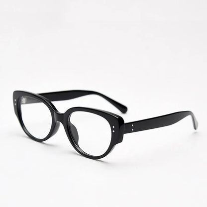 Vintage Black-framed Unique Plain Face-shaped Sunglasses With Cat-eye Round Lenses, Slimming Effect For Oval Face Women 18153