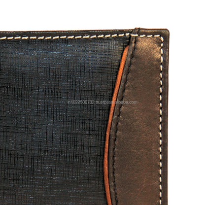 Men's Luxury Short RFID Wallet Genuine Leather with Open Closure Geometric Pattern Custom Logo Card Holder Gift Box Wholesale