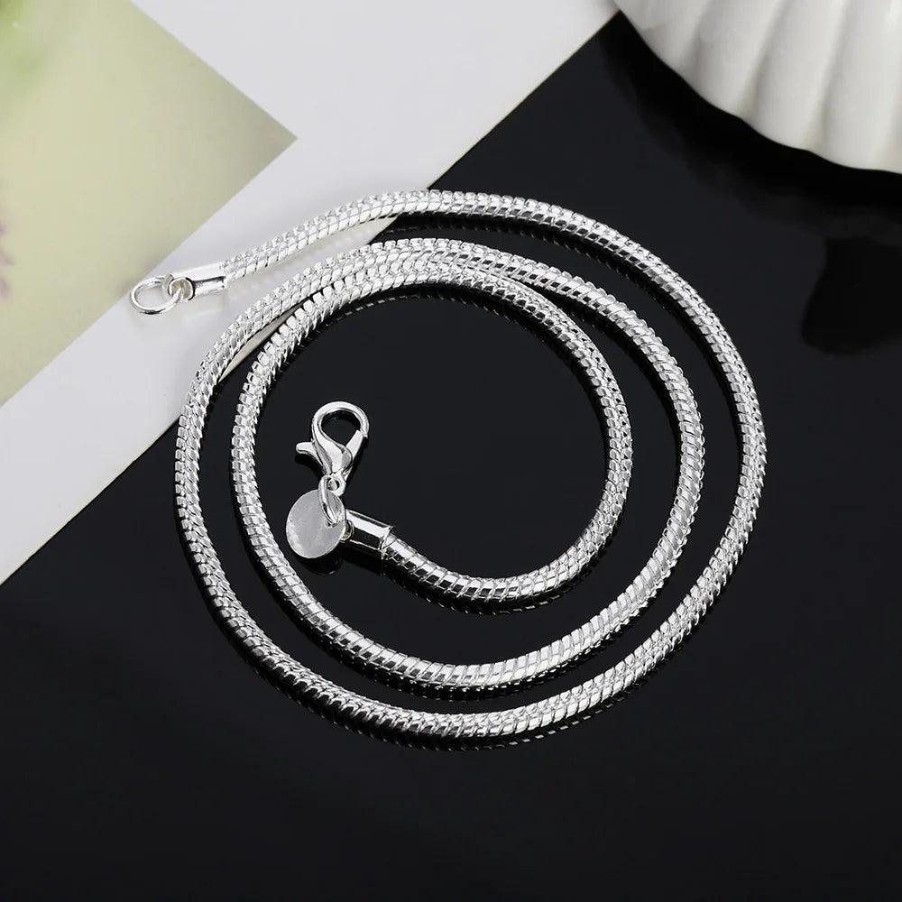 45-60cm 925 Silver 1MM/2MM/3MM solid Snake Chain Necklace For Men Women Fashion Jewelry for pendant
