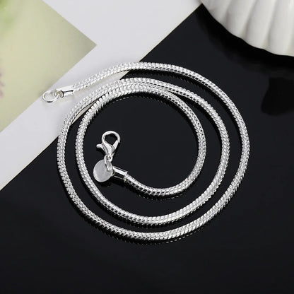 45-60cm 925 Silver 1MM/2MM/3MM solid Snake Chain Necklace For Men Women Fashion Jewelry for pendant