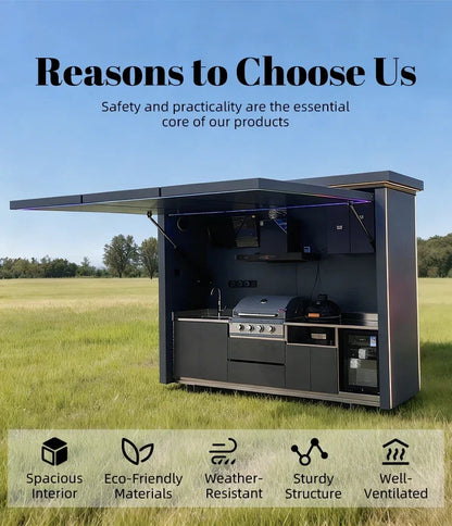Customized Easy Install Electric Outdoor Kitchen Station Built In Sink Fridge Ideal For Home Backyard Barbecue Parties