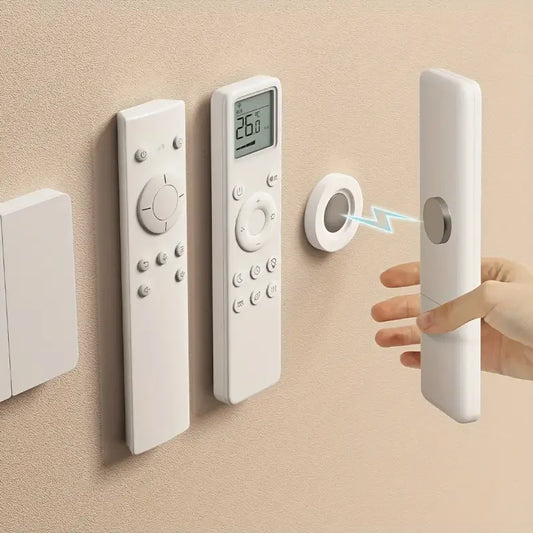 3Pcs No Drill Magnetic Remote Holder Wall Mount For TV AC DVD Space Saving White