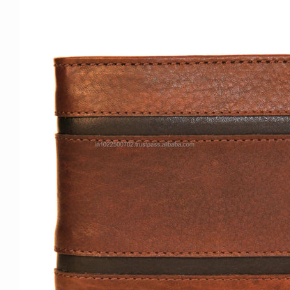 Premium Men's Genuine Leather RFID Card Holder Open Closure Geometric Pattern Custom Logo Polyester Lining-Short Wholesale Gift