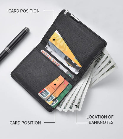Men's Mini Ultra-Thin Vertical Style Short Wallet with Multiple Card Slots Credit Card Holder Youth Compact Wallet