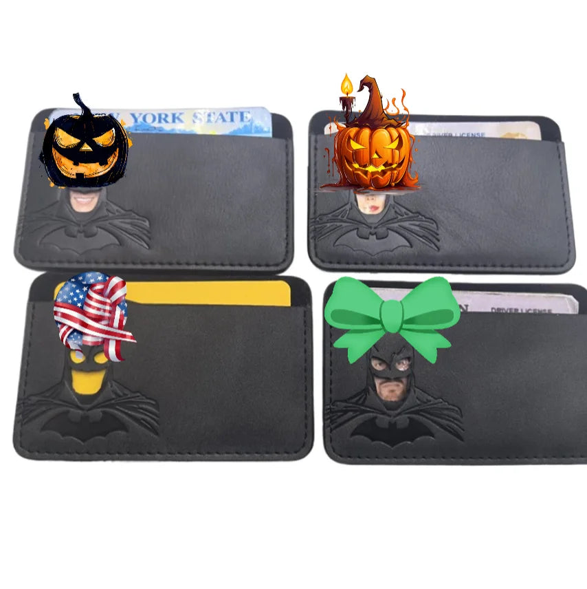 1 Leather Super Anime ID Card Holder Personalized Superhero Mask Card Case Gift