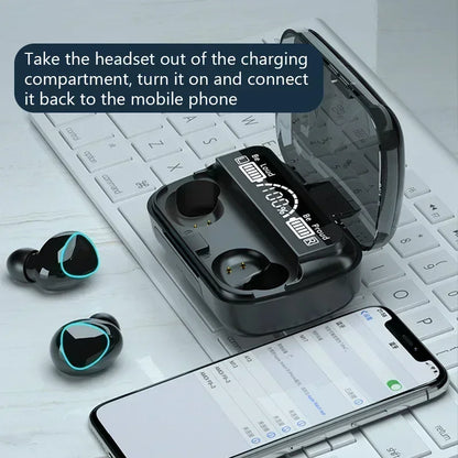 TWS M10 Wireless Bluetooth Headset with Charge Box for Phone Noise Cancelling Mic Earbuds LED Display Headphones Sport Earphones