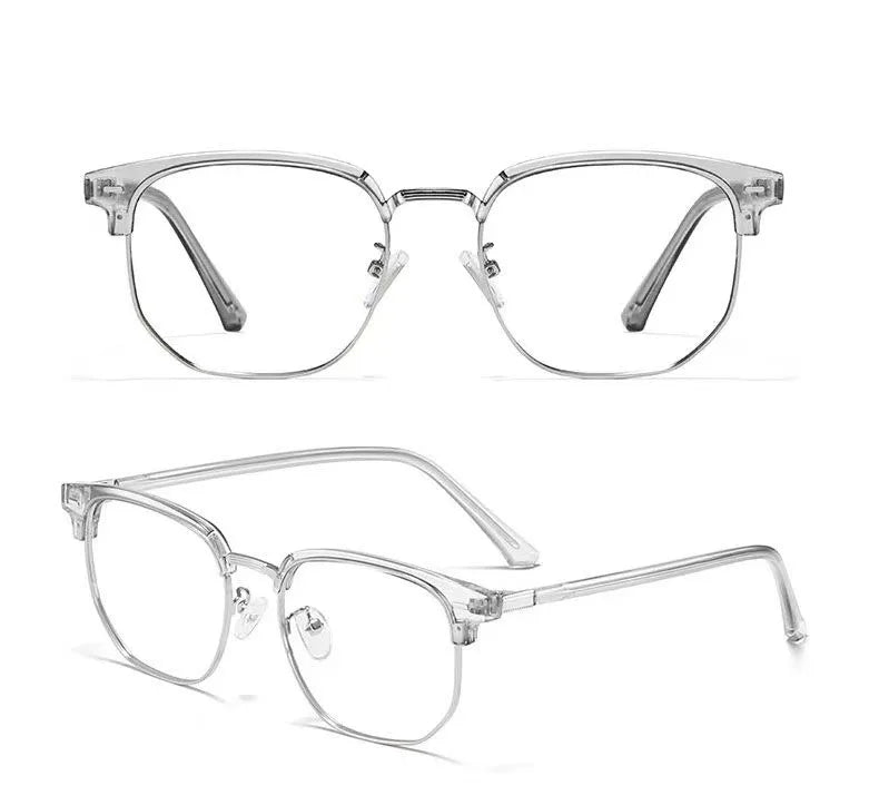 Fashion Unisex Square Plain Glasses for Men Women Metal Frame Glasses Polygon Eyeglasses Gentle Black anti Blue Light Glasses