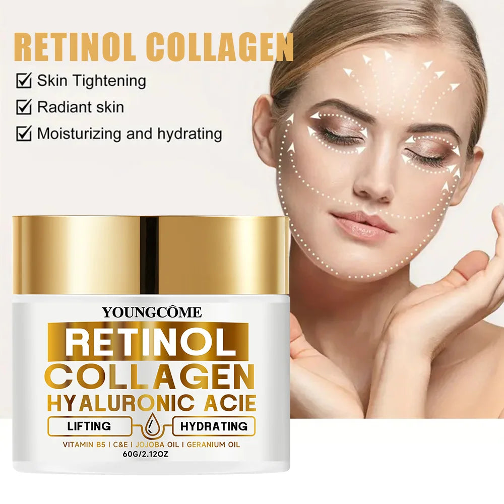 Retinol Face Cream Firming & Smoothing Moisturiser with Collagen & Hyaluronic Acid, Renewing Day Night Cream for Women & Men