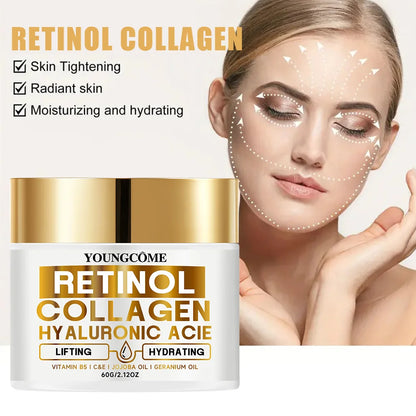 Retinol Face Cream Firming & Smoothing Moisturiser with Collagen & Hyaluronic Acid, Renewing Day Night Cream for Women & Men