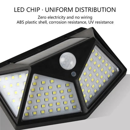 100 LED Solar Wall Lamp Waterproof Motion Sensor Outdoor Garden Lights