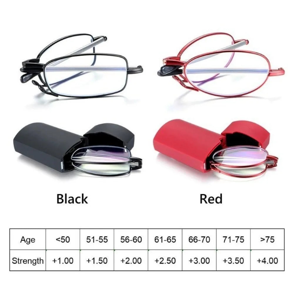 Gift Case Foldable Reading Glasses +1.00 to +4.00 Strength Men Women Anti Blue Light Farsightedness Eyewear