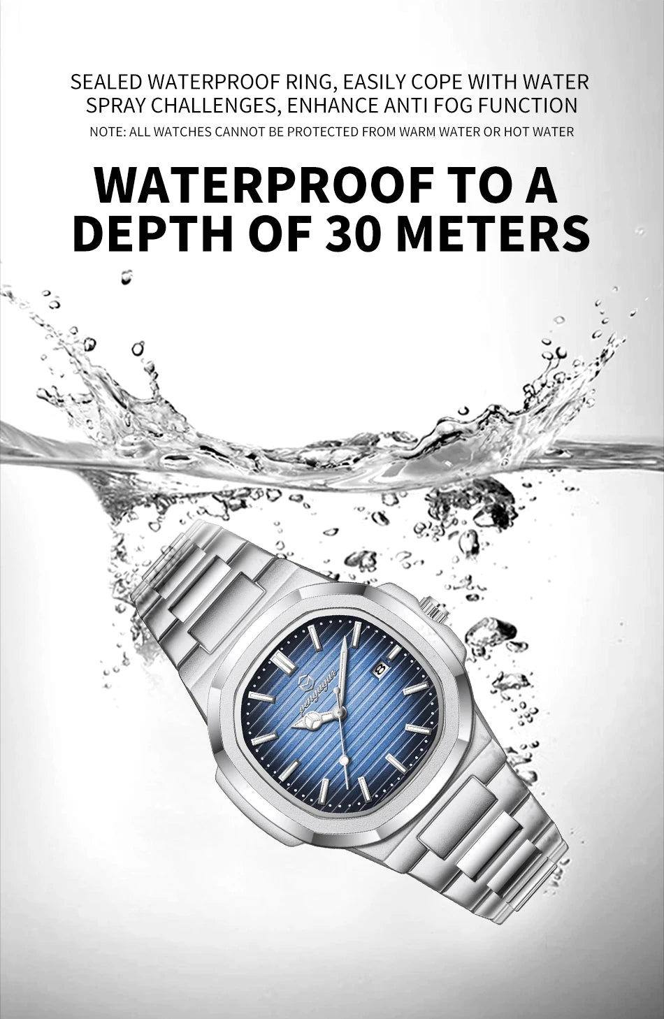 2026 New Luxury Military Man Watch Square Waterproof Luminous Date Week Men Watch Stainless Steel Quartz Men's Watches Reloj+box